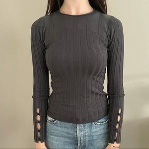 Charcoal knit stretchy long sleeve